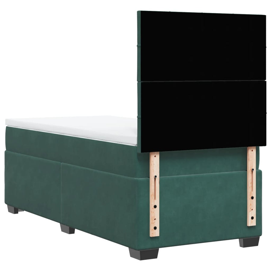 Boxspring met matras fluweel donkergroen 90x200 cm