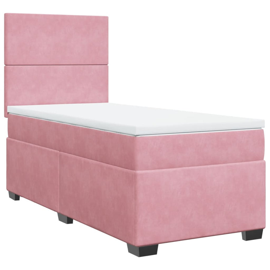 Boxspring met matras fluweel roze 90x200 cm