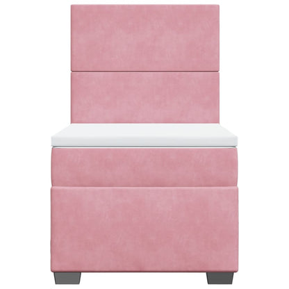 Boxspring met matras fluweel roze 90x200 cm