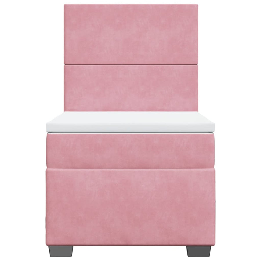 Boxspring met matras fluweel roze 90x200 cm