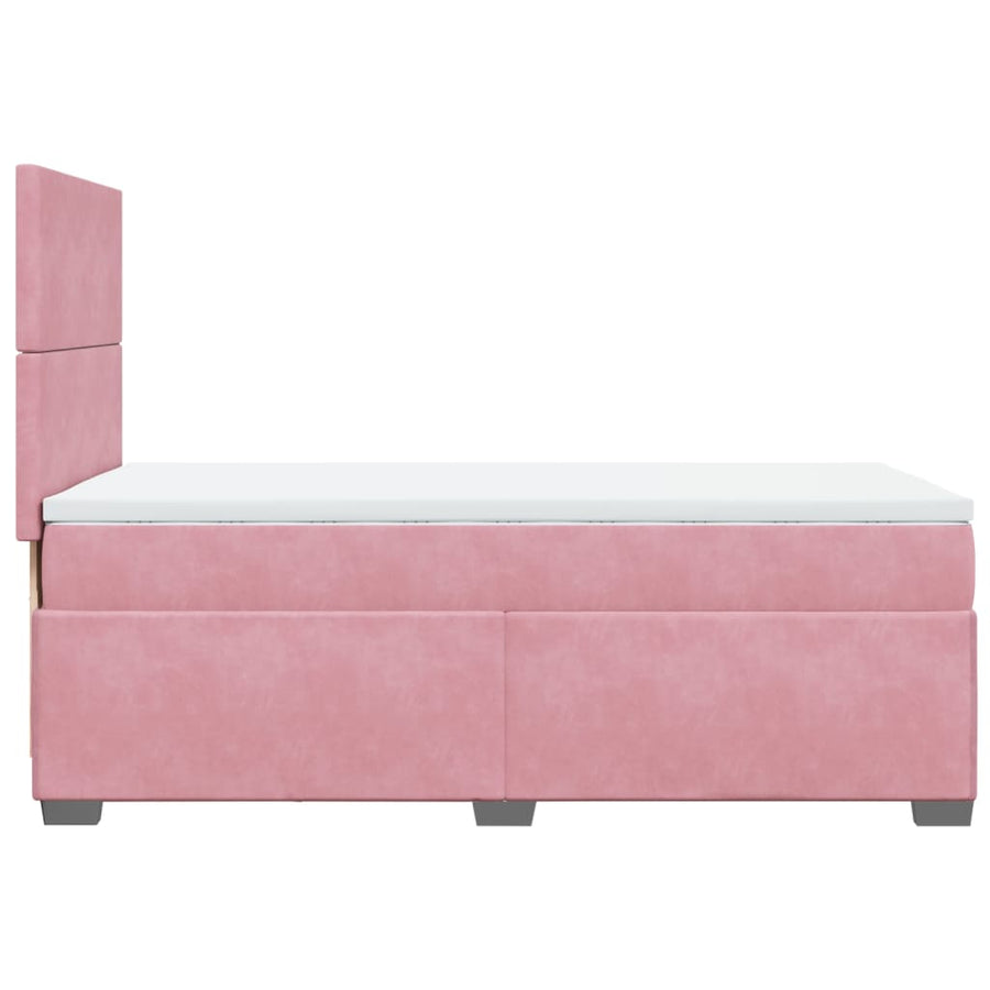 Boxspring met matras fluweel roze 90x200 cm