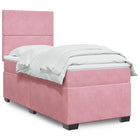 Boxspring met matras fluweel roze 90x200 cm