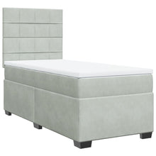 Boxspring met matras fluweel lichtgrijs 90x200 cm