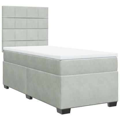 Boxspring met matras fluweel lichtgrijs 90x200 cm