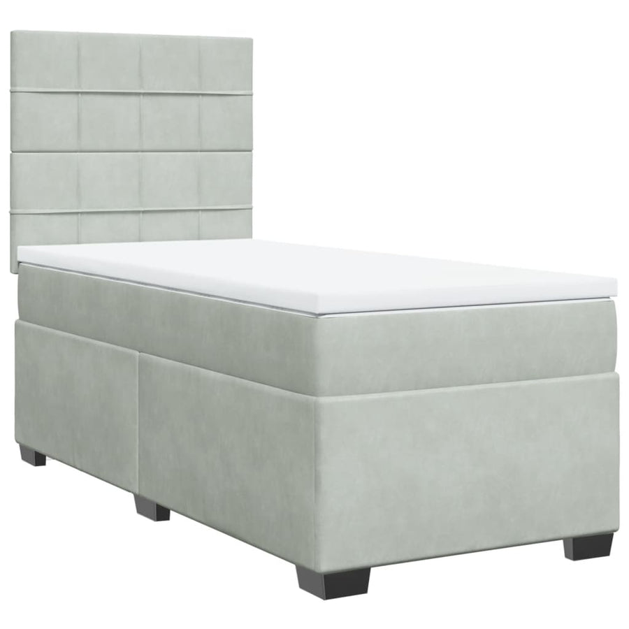 Boxspring met matras fluweel lichtgrijs 90x200 cm