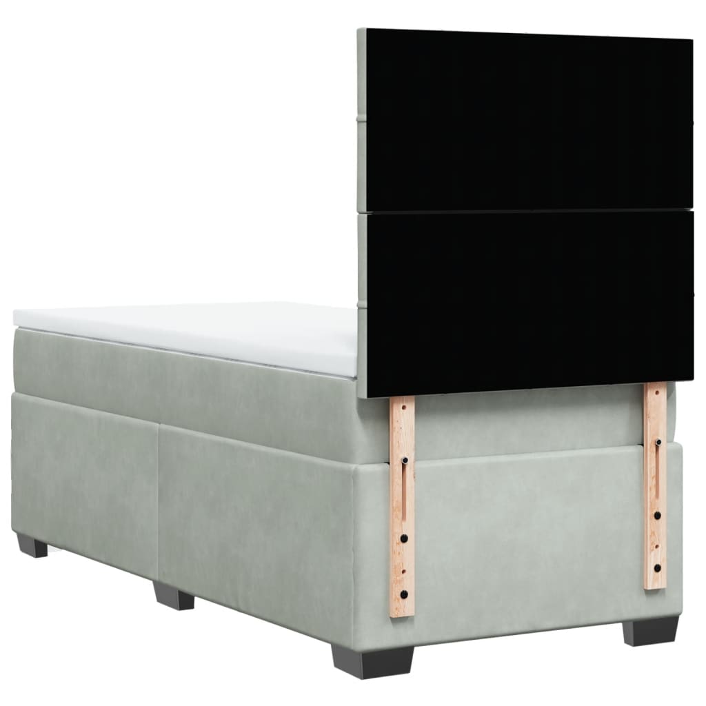 Boxspring met matras fluweel lichtgrijs 90x200 cm