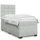 Boxspring met matras fluweel lichtgrijs 90x200 cm