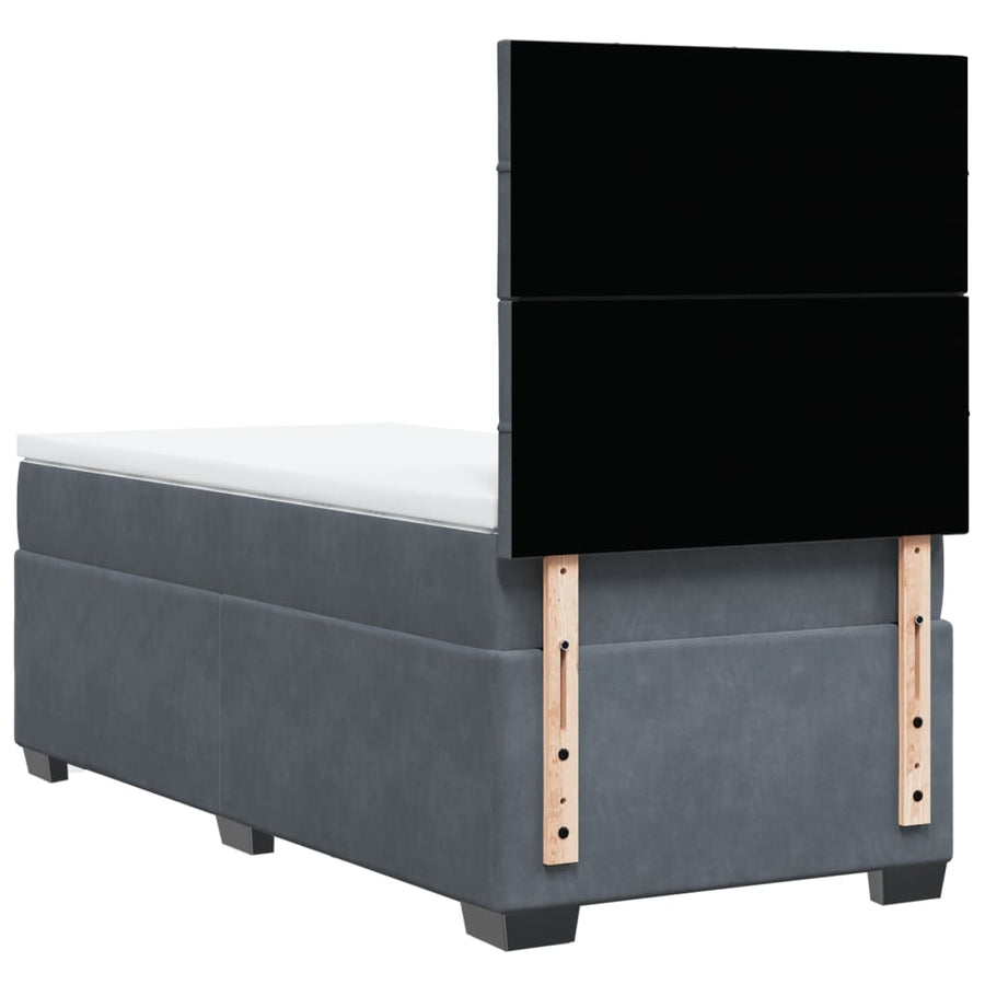 Boxspring met matras fluweel donkergrijs 90x200 cm