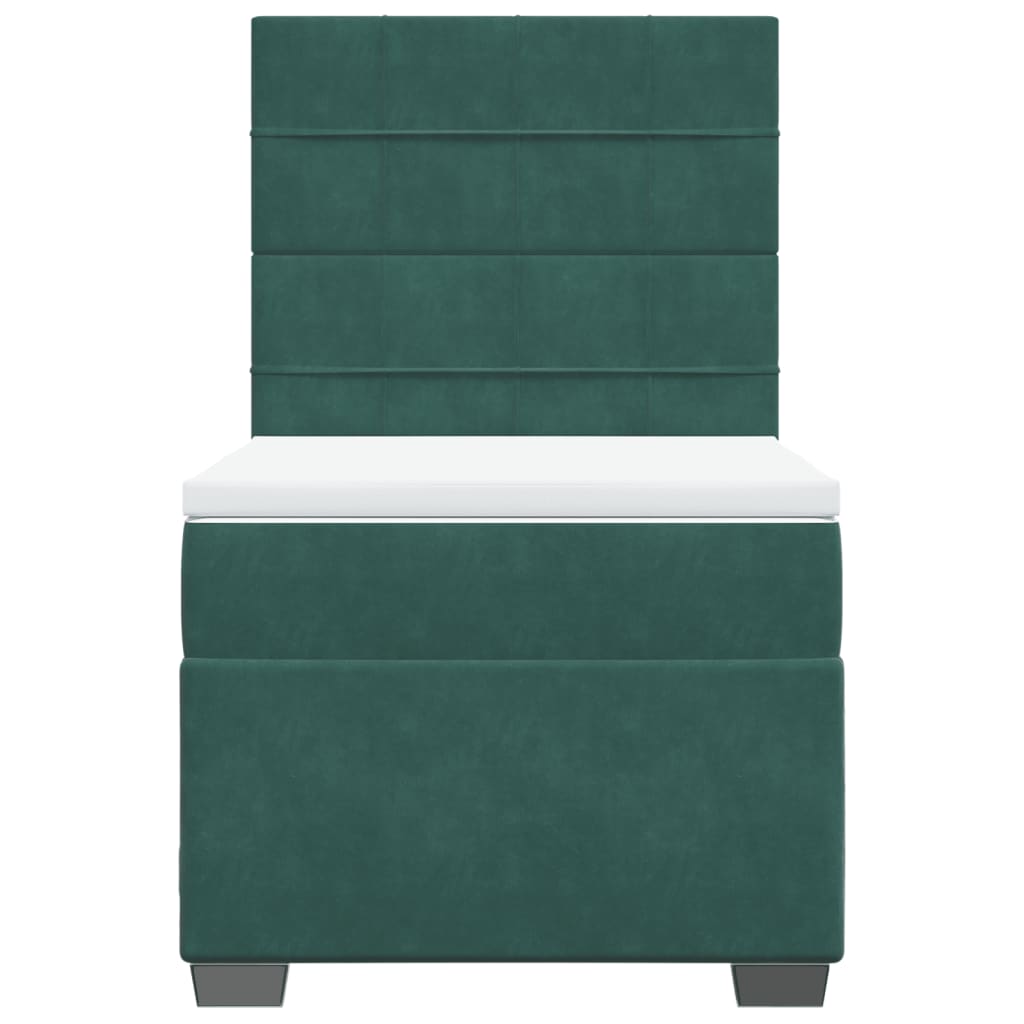 Boxspring met matras fluweel donkergroen 90x200 cm