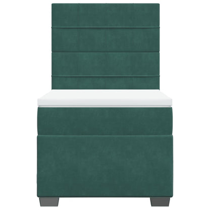Boxspring met matras fluweel donkergroen 90x200 cm