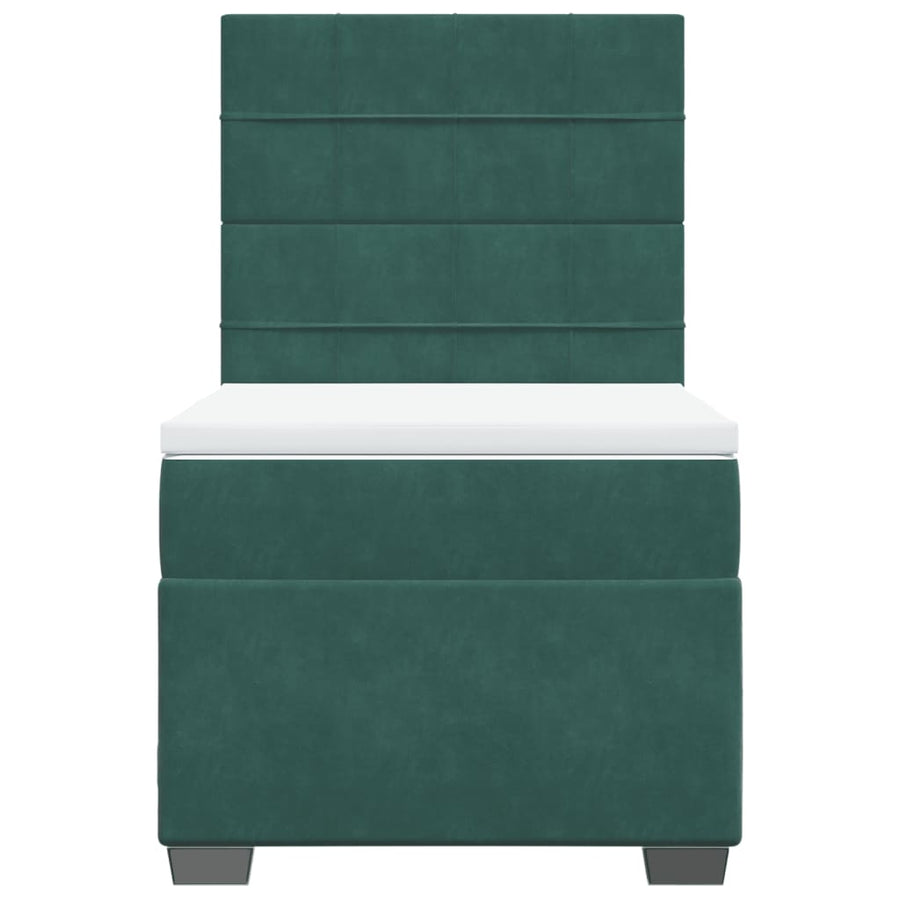 Boxspring met matras fluweel donkergroen 90x200 cm