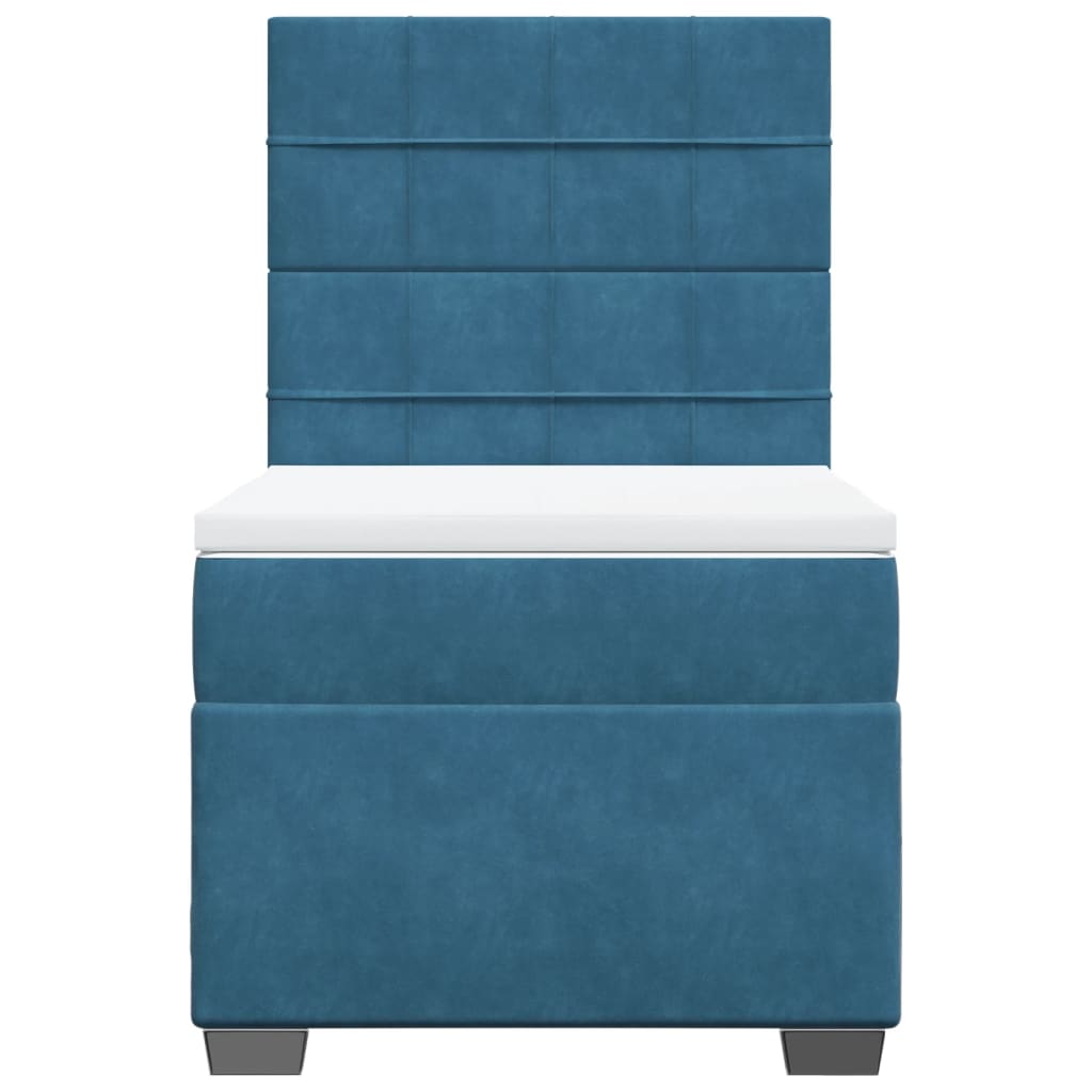 Boxspring met matras fluweel blauw 90x200 cm