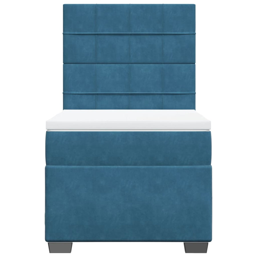 Boxspring met matras fluweel blauw 90x200 cm