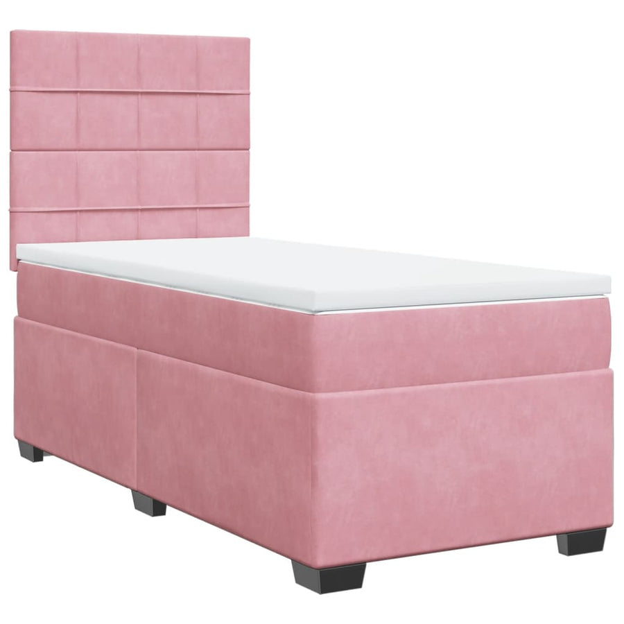 Boxspring met matras fluweel roze 90x200 cm
