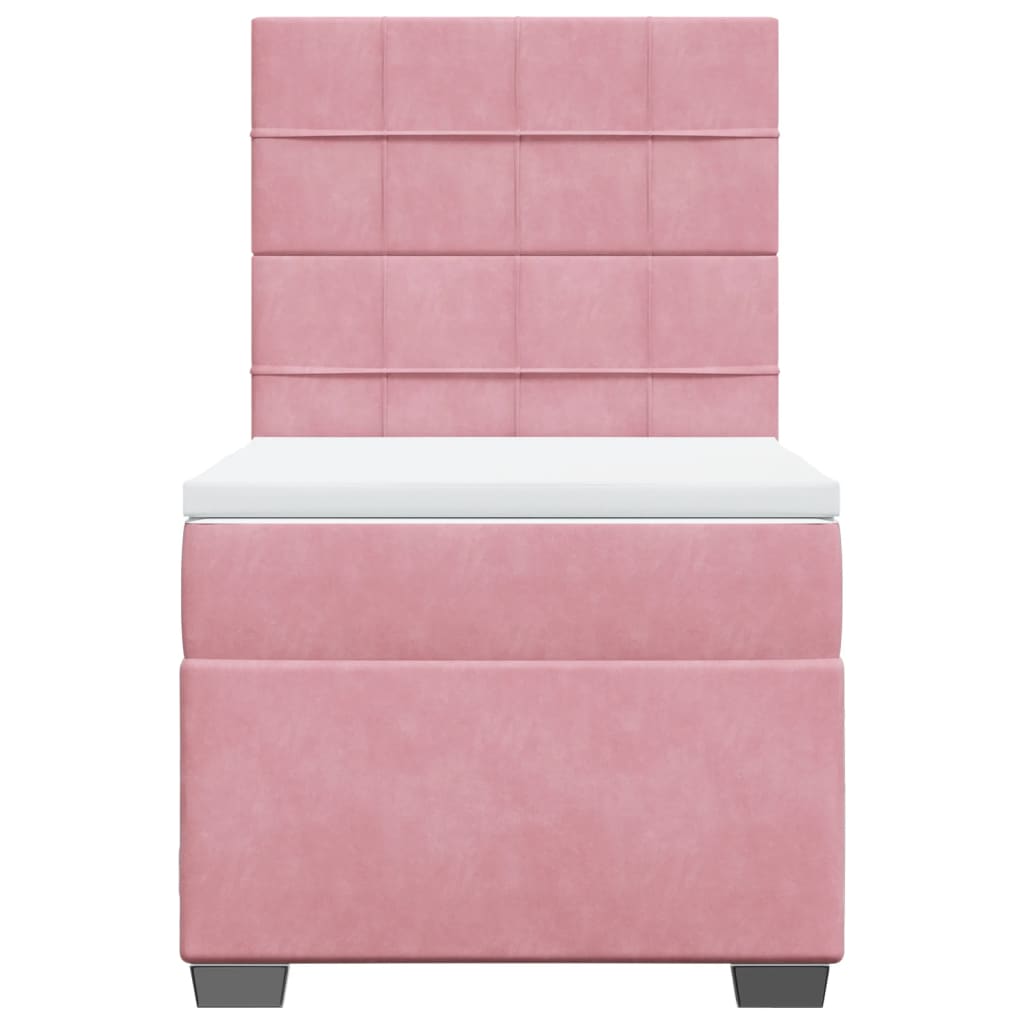 Boxspring met matras fluweel roze 90x200 cm