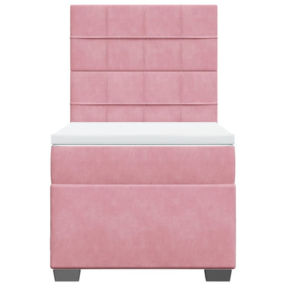 Boxspring met matras fluweel roze 90x200 cm