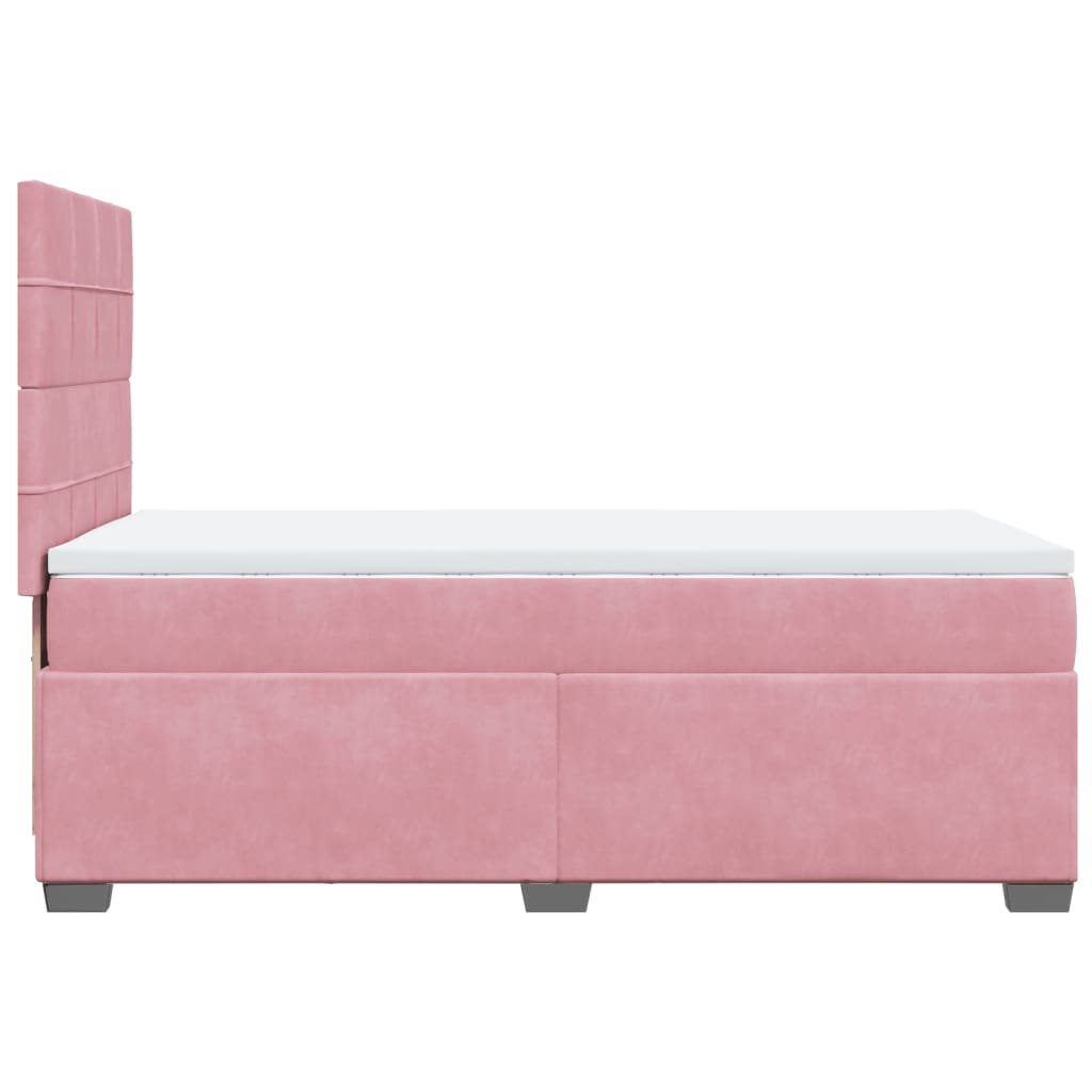 Boxspring met matras fluweel roze 90x200 cm