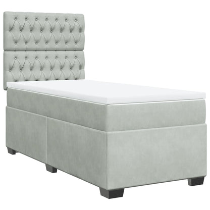 Boxspring met matras fluweel lichtgrijs 90x200 cm