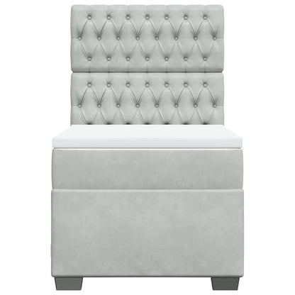 Boxspring met matras fluweel lichtgrijs 90x200 cm