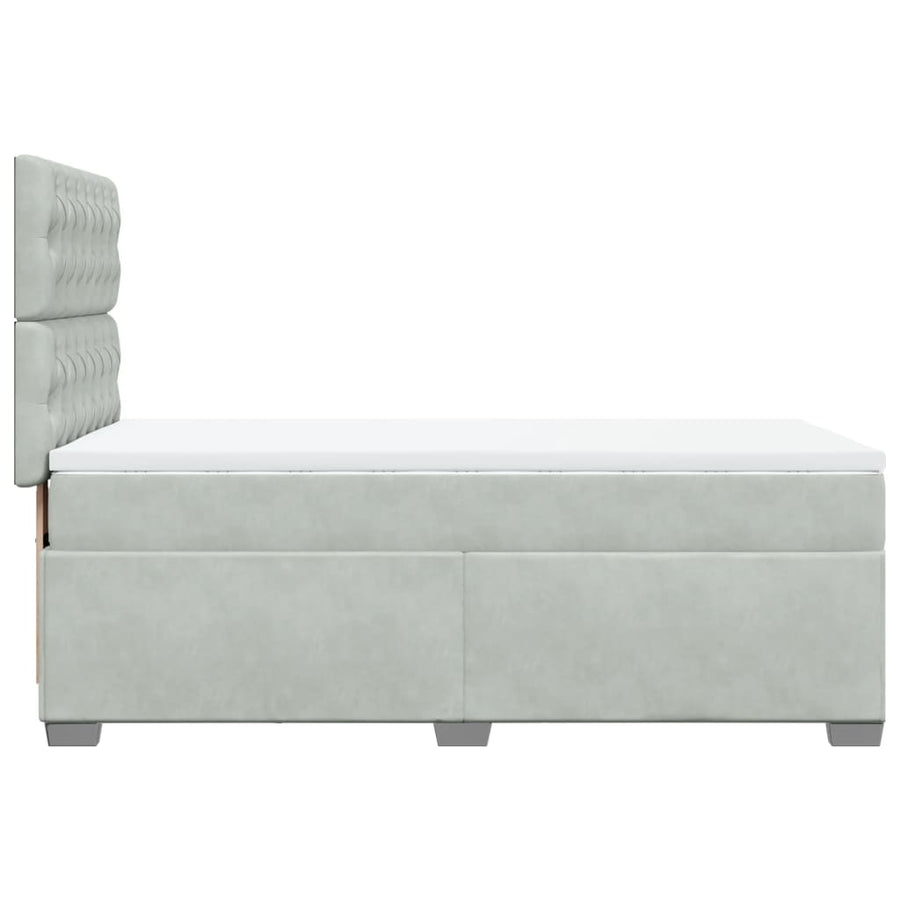 Boxspring met matras fluweel lichtgrijs 90x200 cm