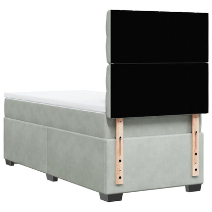 Boxspring met matras fluweel lichtgrijs 90x200 cm