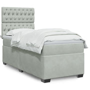 Boxspring 90x200 cm fluweel lichtgrijs met matras