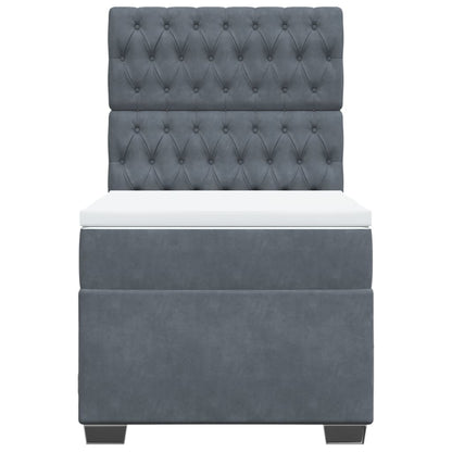 Boxspring met matras fluweel donkergrijs 90x200 cm