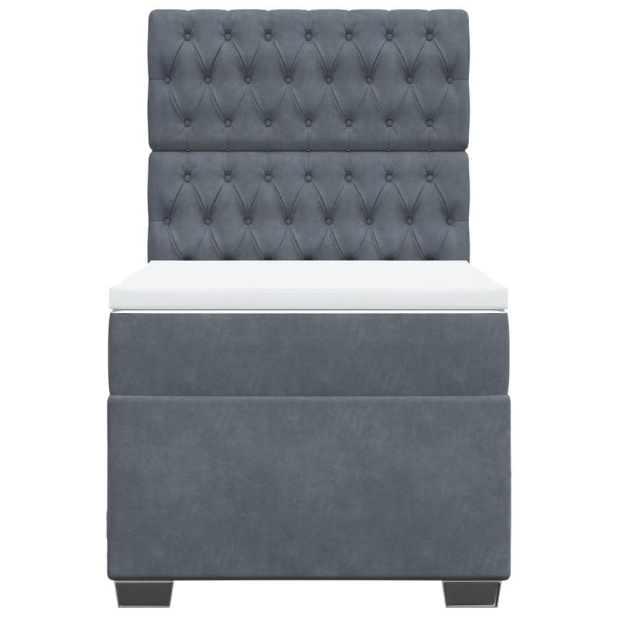 Boxspring met matras fluweel donkergrijs 90x200 cm