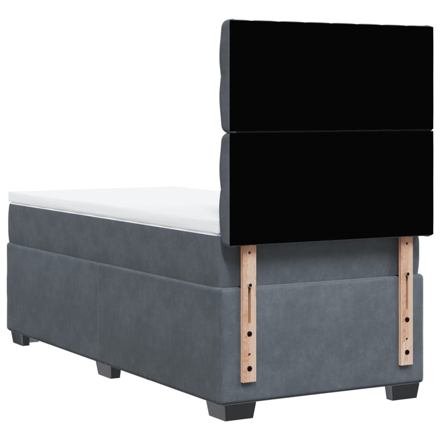 Boxspring met matras fluweel donkergrijs 90x200 cm