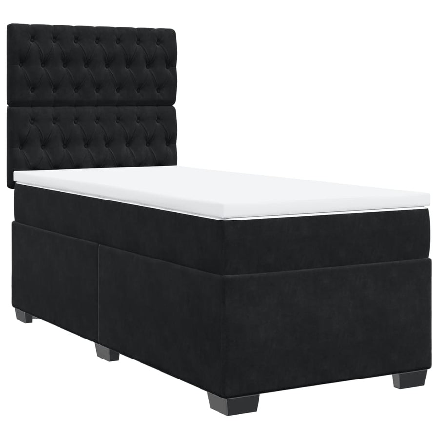 Boxspring met matras fluweel zwart 90x200 cm