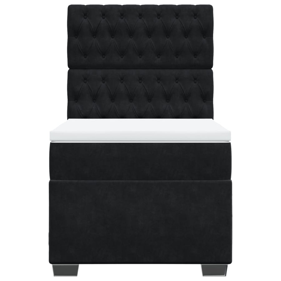 Boxspring met matras fluweel zwart 90x200 cm
