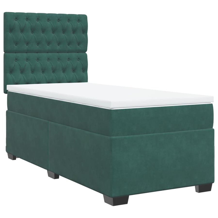 Boxspring met matras fluweel donkergroen 90x200 cm