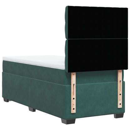 Boxspring met matras fluweel donkergroen 90x200 cm