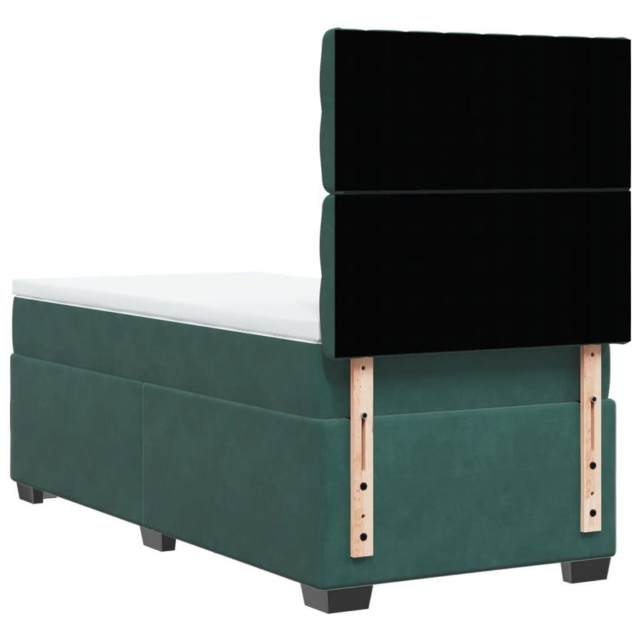 Boxspring met matras fluweel donkergroen 90x200 cm