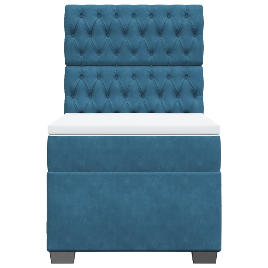 Boxspring met matras fluweel blauw 90x200 cm