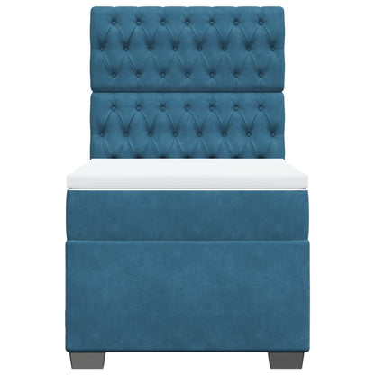 Boxspring met matras fluweel blauw 90x200 cm