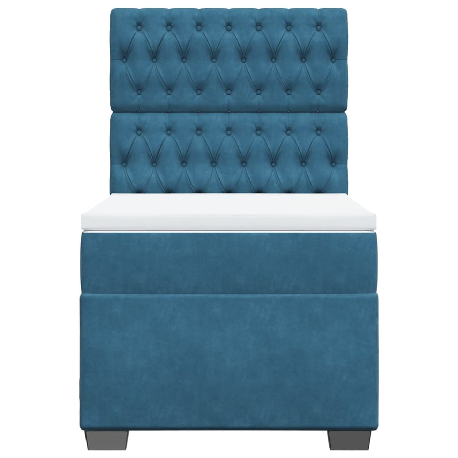 Boxspring met matras fluweel blauw 90x200 cm
