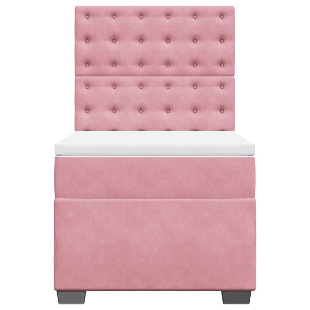 Boxspring met matras fluweel roze 90x200 cm