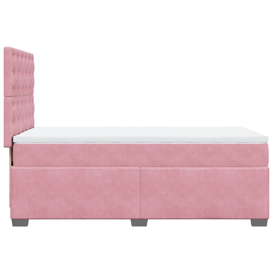 Boxspring met matras fluweel roze 90x200 cm