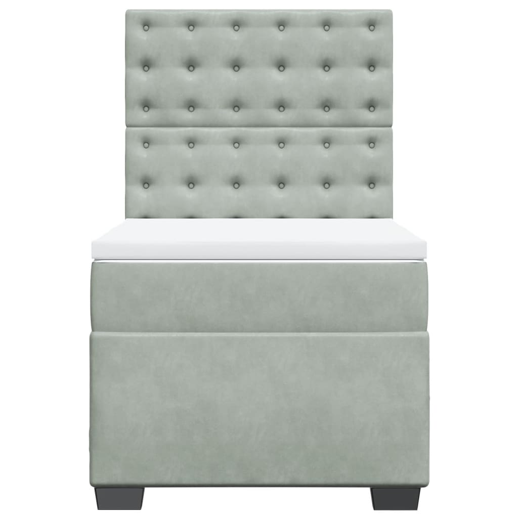 Boxspring met matras fluweel lichtgrijs 90x200 cm