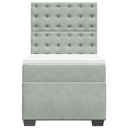 Boxspring met matras fluweel lichtgrijs 90x200 cm