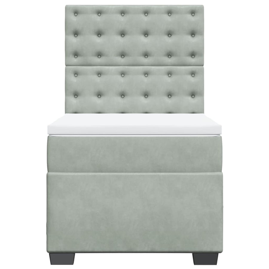 Boxspring met matras fluweel lichtgrijs 90x200 cm