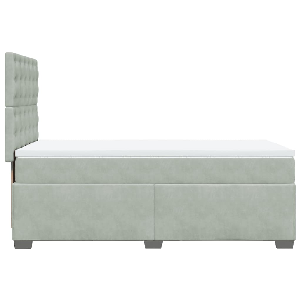 Boxspring met matras fluweel lichtgrijs 90x200 cm
