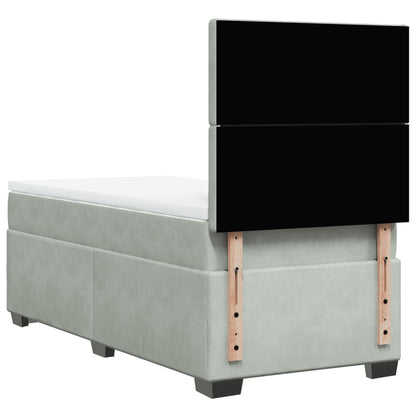Boxspring met matras fluweel lichtgrijs 90x200 cm
