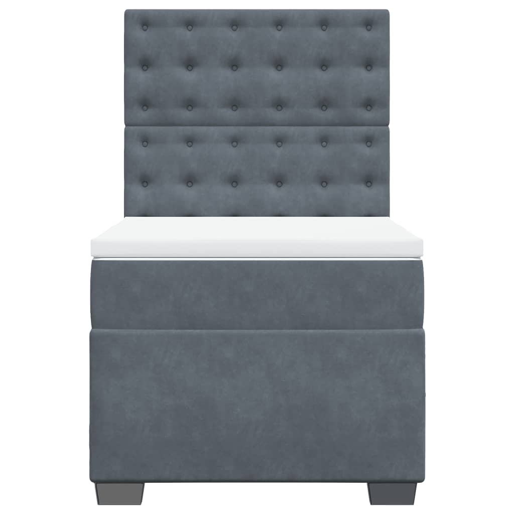Boxspring met matras fluweel donkergrijs 90x200 cm
