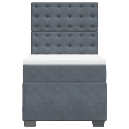 Boxspring met matras fluweel donkergrijs 90x200 cm