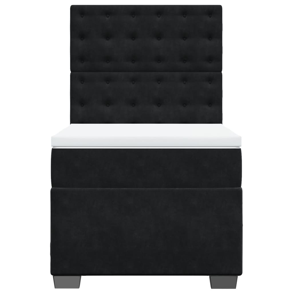 Boxspring met matras fluweel zwart 90x200 cm