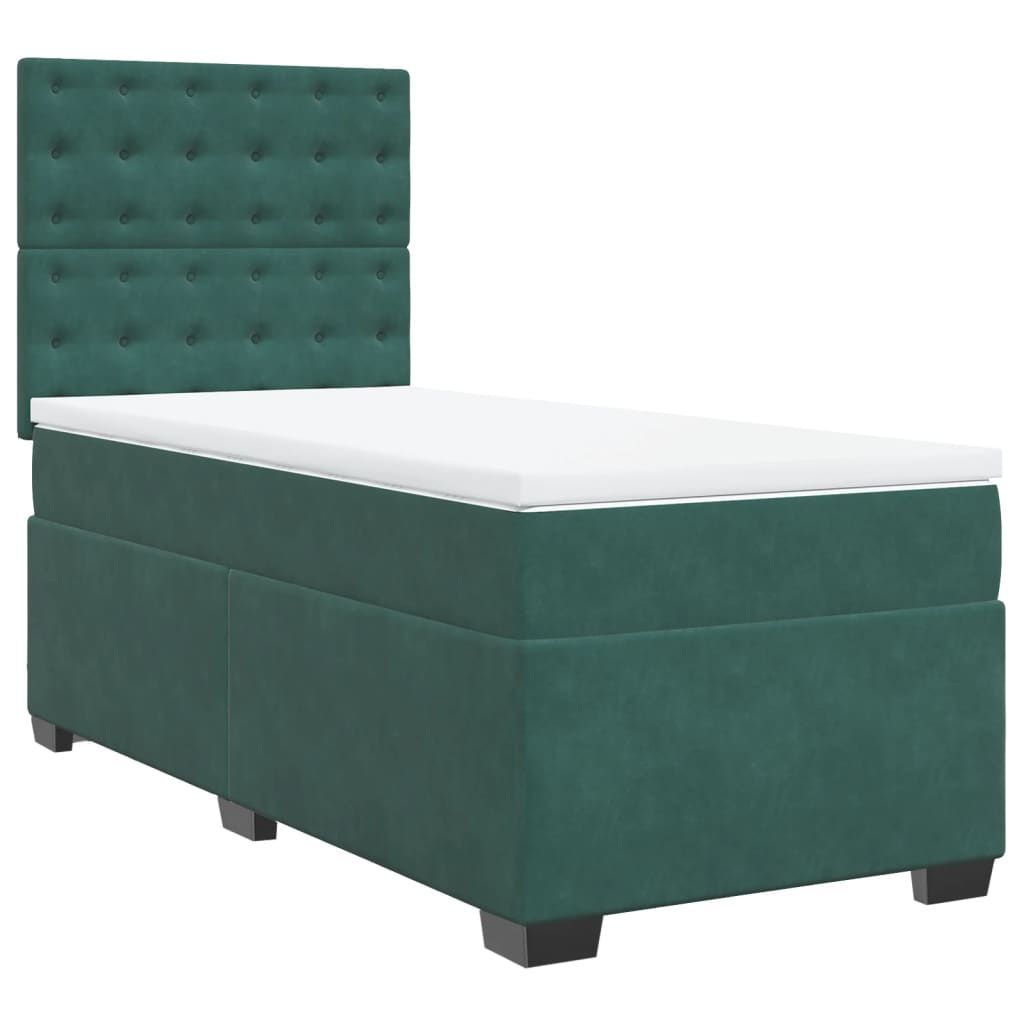 Boxspring met matras fluweel donkergroen 90x200 cm