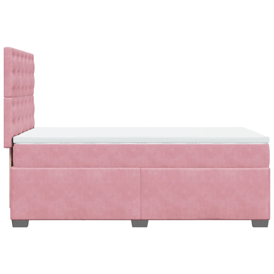 Boxspring met matras fluweel roze 90x200 cm