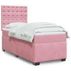 Boxspring met matras fluweel roze 90x200 cm